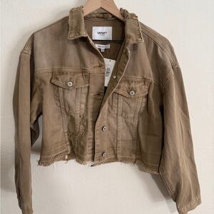 Vervet Brown Distressed Denim Jacket